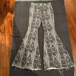 Free People Snake Skin Print Just Float On Flare Jeans, 29